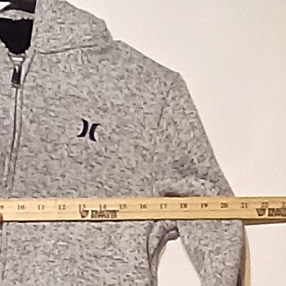 Hurley Zip Hoodie Sweater Grey w/ Black Flecks Kid L 2 Pocket Fleeced Lined Hood - Picture 9 of 12